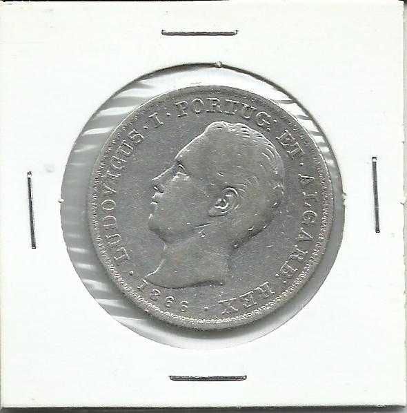 Moeda portuguesa – D. Luís I, 500 reis, 1866 - prata