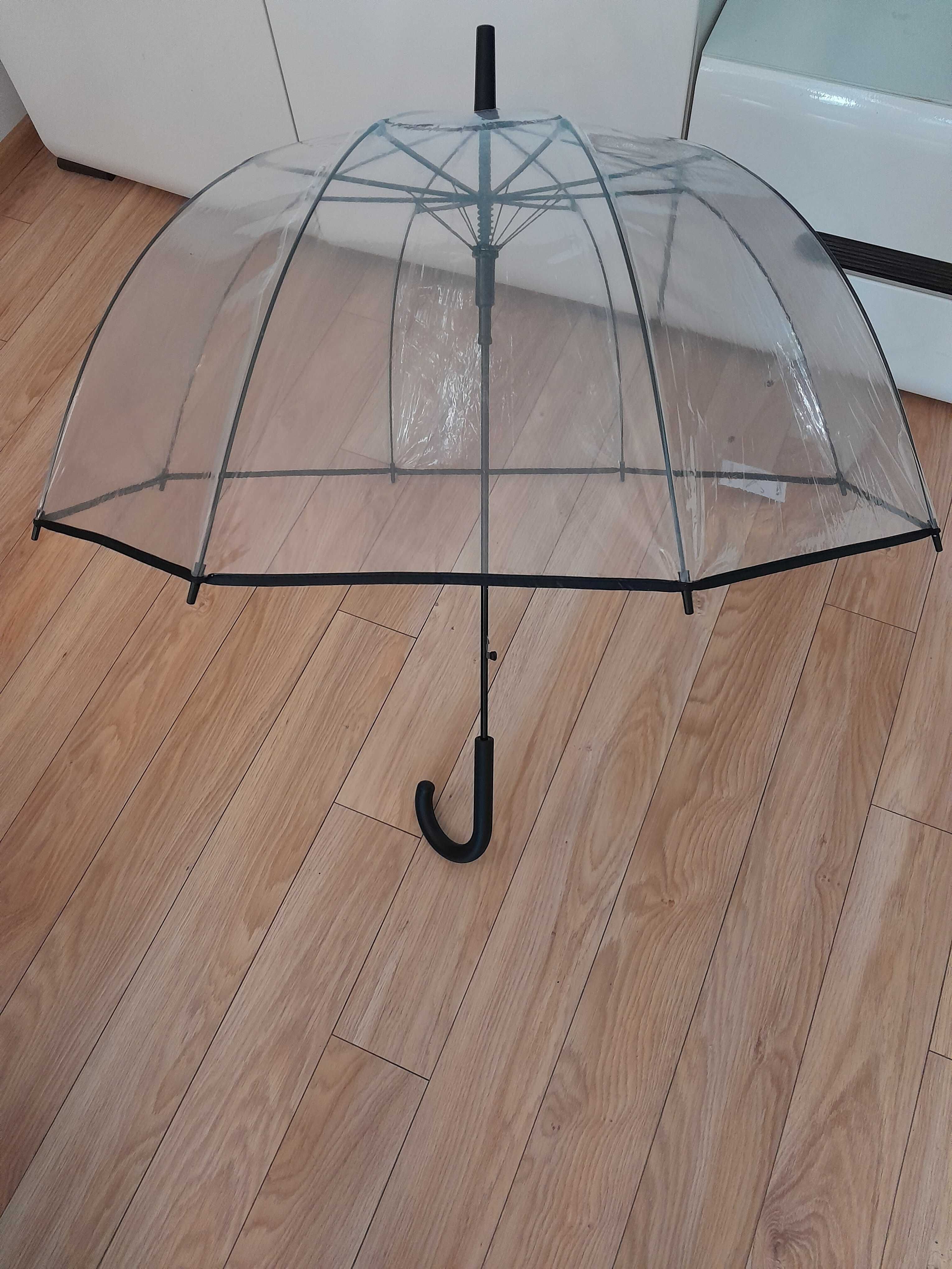 Nowy parasol średni, transparentny XL, Półautomat. _ Windproof