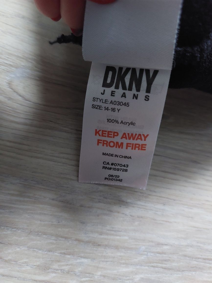 Czapka DKNY dziecięca firmowa 48 50 czarna biała chłopięca