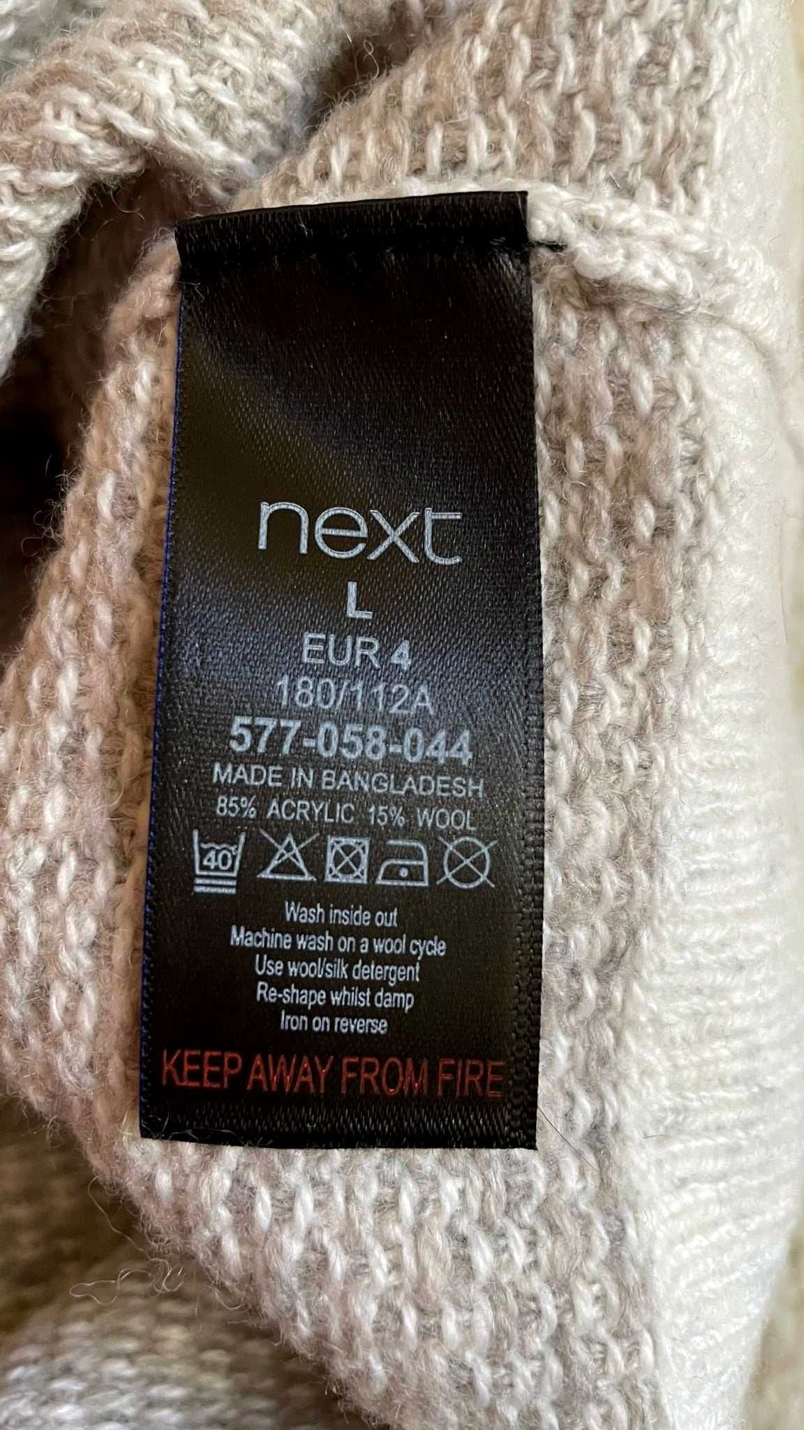 Sweter męski, 15% wełna, Next r. L, nowy