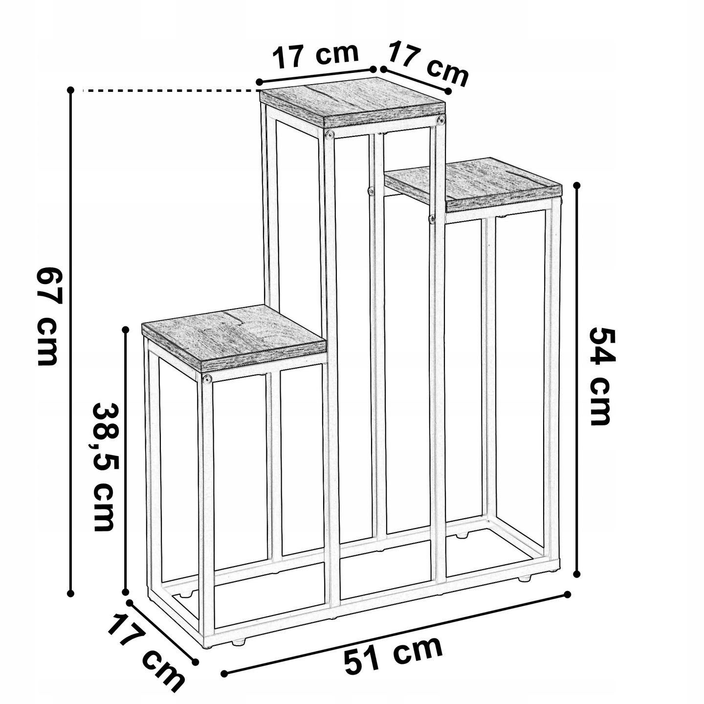 KWIETNIK STOJĄCY Metalowy z Półkami Stojak na Kwiaty 3 Poziomy 67 CM