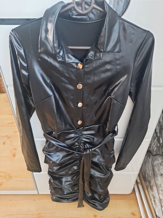 Mega świetna sukienka eko skórka roz.XS/S.