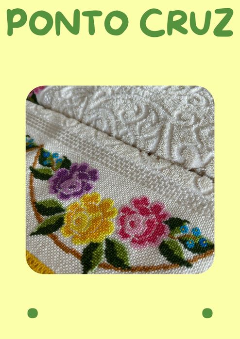 Jogo de toalhas com bordado em Ponto Cruz