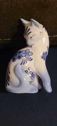 Franklin Mint Cat Rysunek Curio Kolekcja szafek Delft Blue