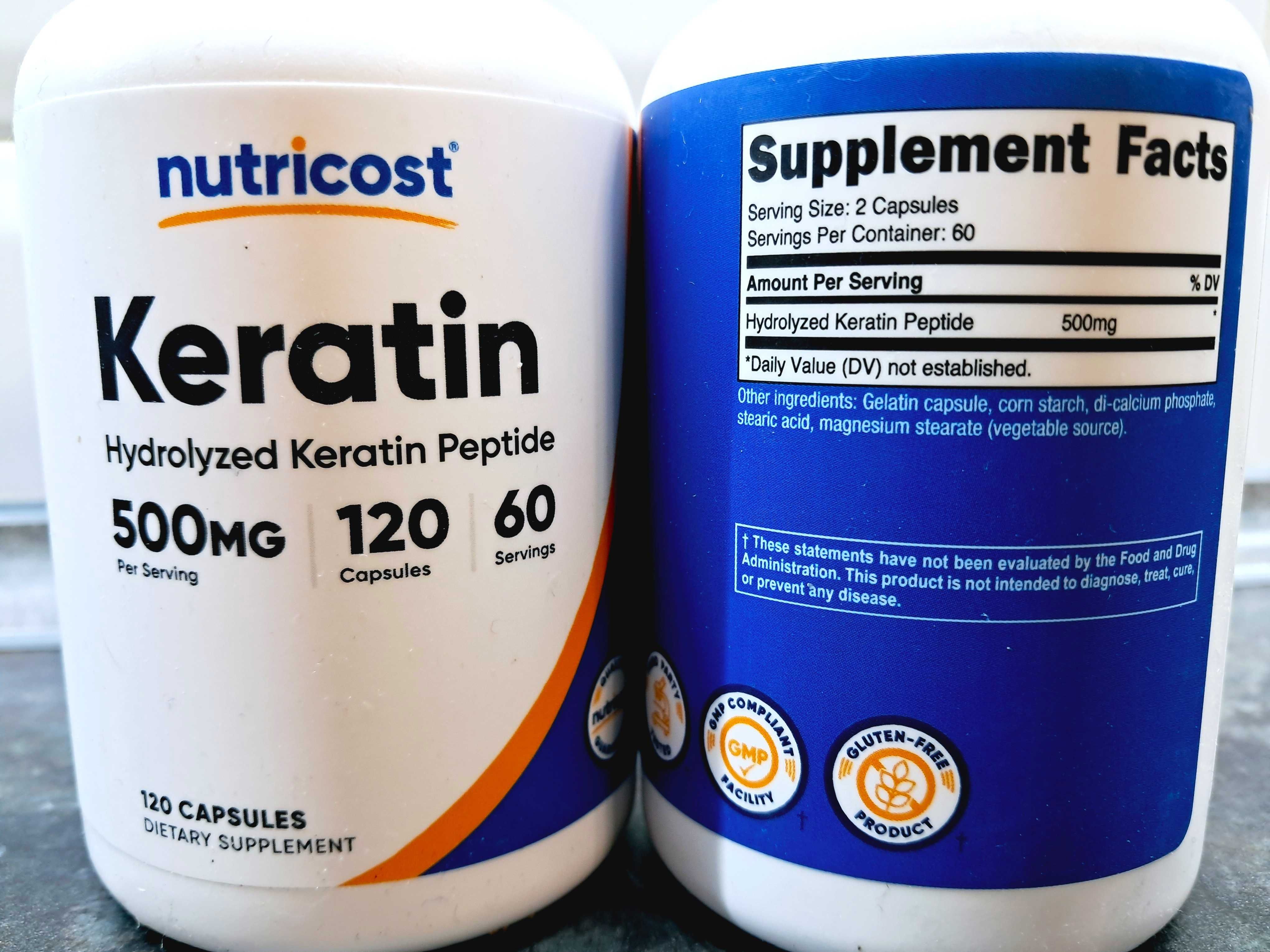Nutricost, Keratin 500 мг (120 капс.), кератин для волос, для ногтей
