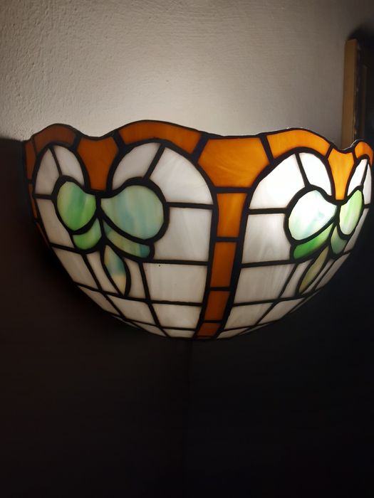 Tiffany Stara lampa podłogowa plus kinkiet