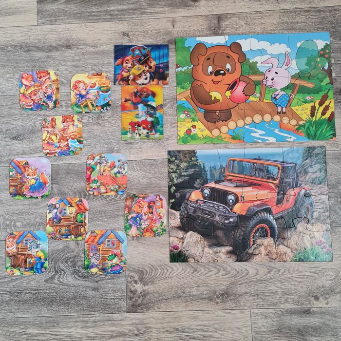 Пазлы Щенячий Патруль, Винни Пух, Машенька, машина.