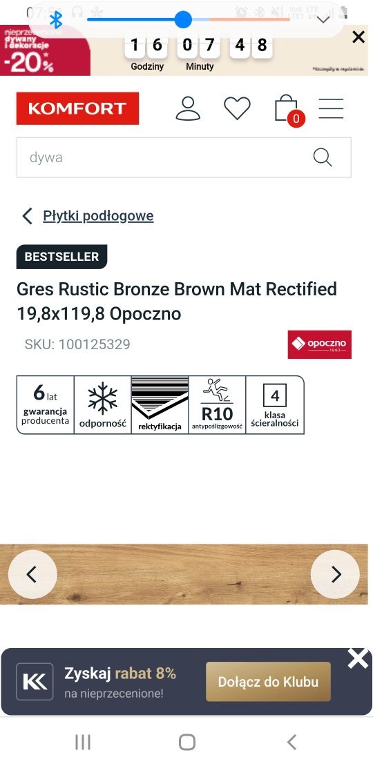 OPOCZNO Gres Rustic Bronze Brown Mat Rectified 19,8x119,8