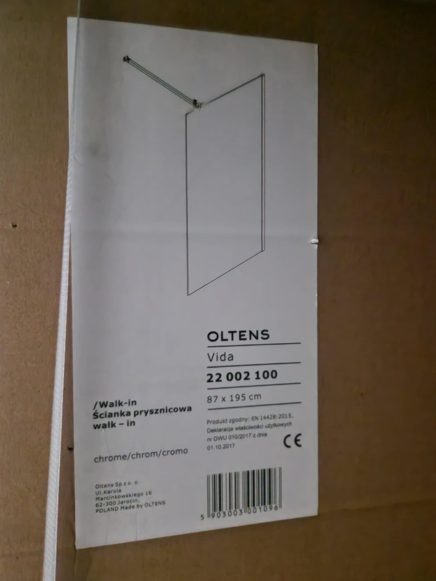 Ściana prysznicowa walk in Oltens
