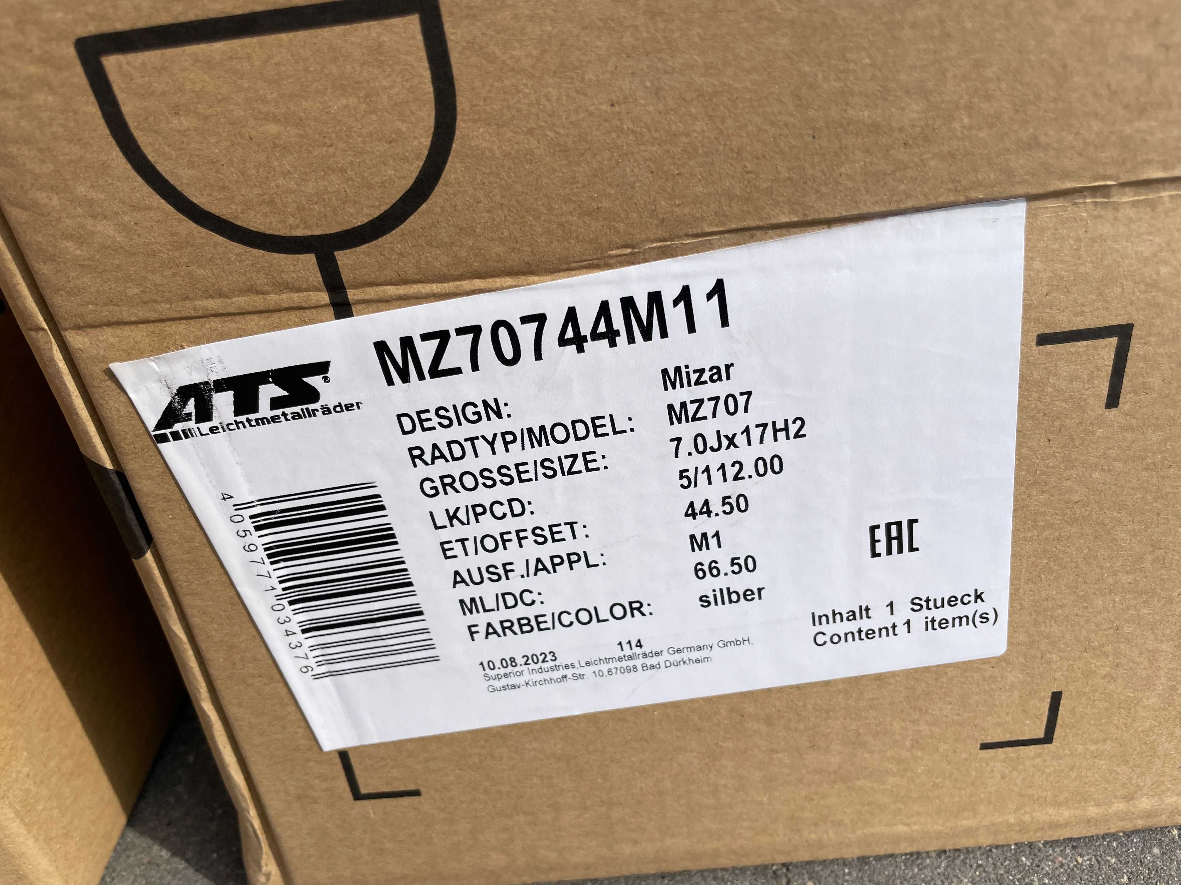 Okazja felgi ATS VW SKODA AUDI MERCEDES MG 5x112 7Jx17 ET44,5 66,50