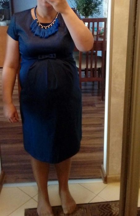 Granatowa elegancka Sukienka ciążowa M L wesele Komunia Święta