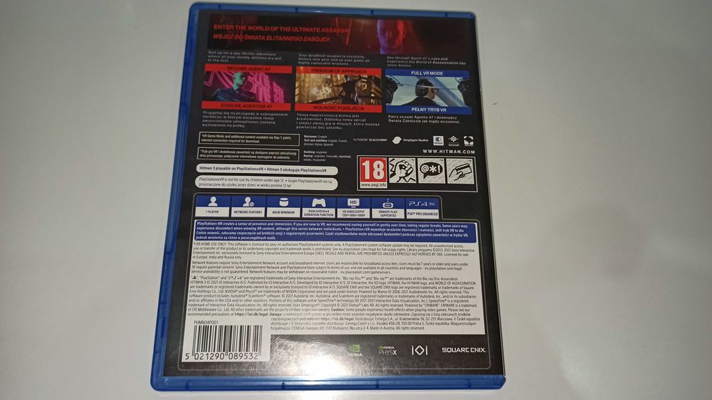 ps4 HITMAN 3 III polska okładka cichy zabójca, działa z goglami PS VR
