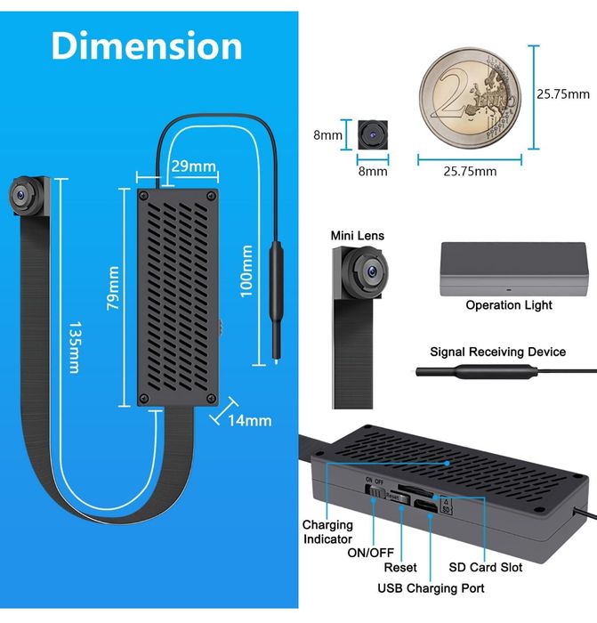 Câmera WiFi HD com bateria.