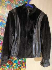 Куртка кожаная тонкая легкая черная новая 46-50 размер
