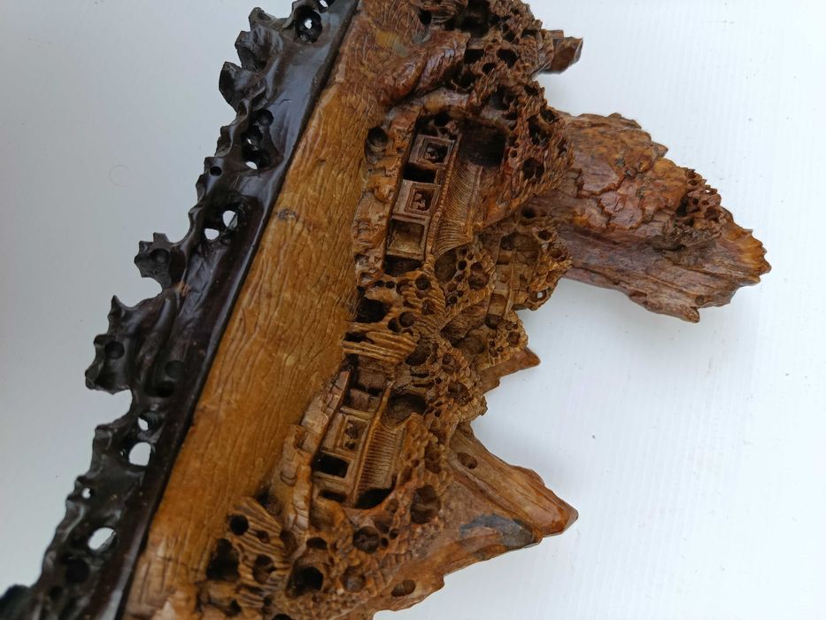 Escultura Pedra Sabão Aldeia Chinesa Séc XIX CHINA 25 cm