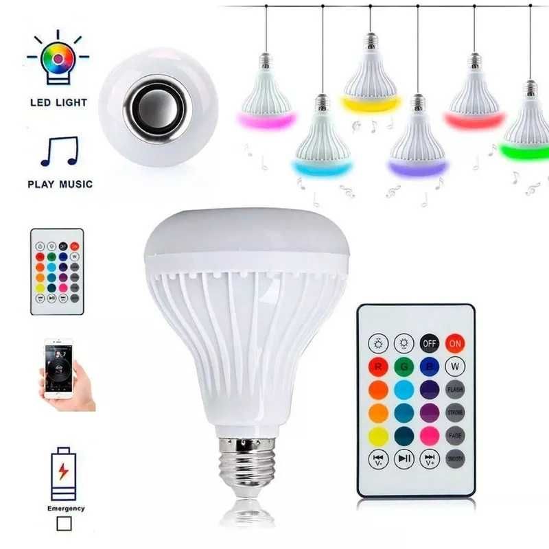 Led rgb bulbo e27 bluetooth alto-falante