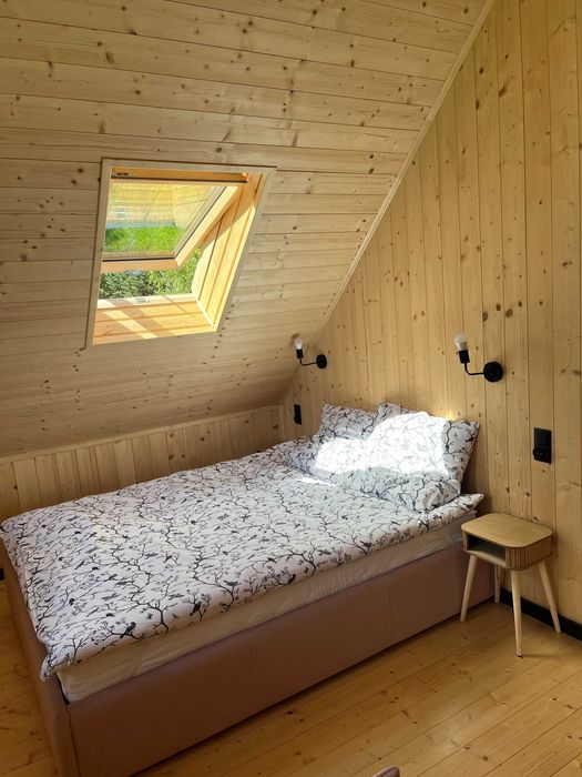 Domek do wynajęcia zalew Ostrowy balia sauna cisza Dom na krańcu lasu