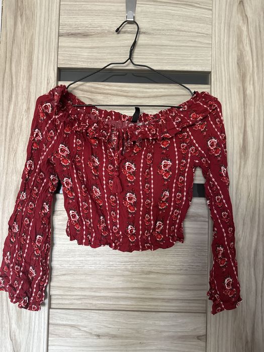 Crop top bufiasty czerwony