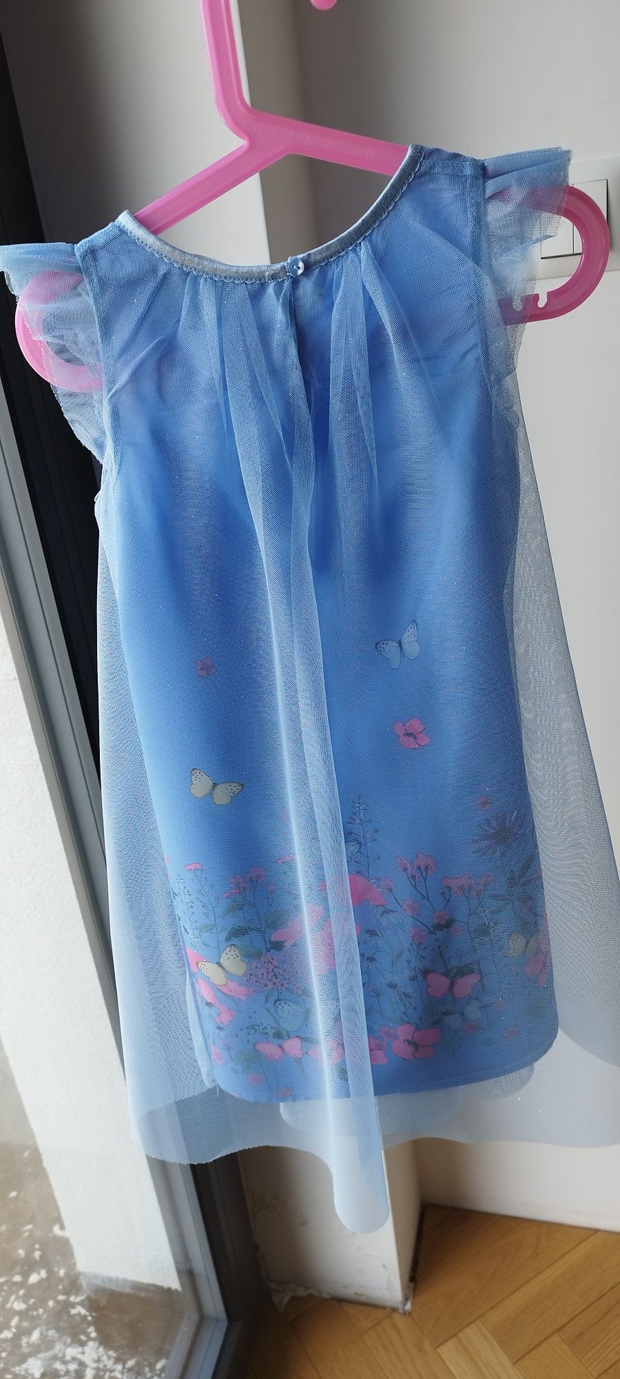 sukienka tunika tiul święta motyl kwiaty h&m 122 128