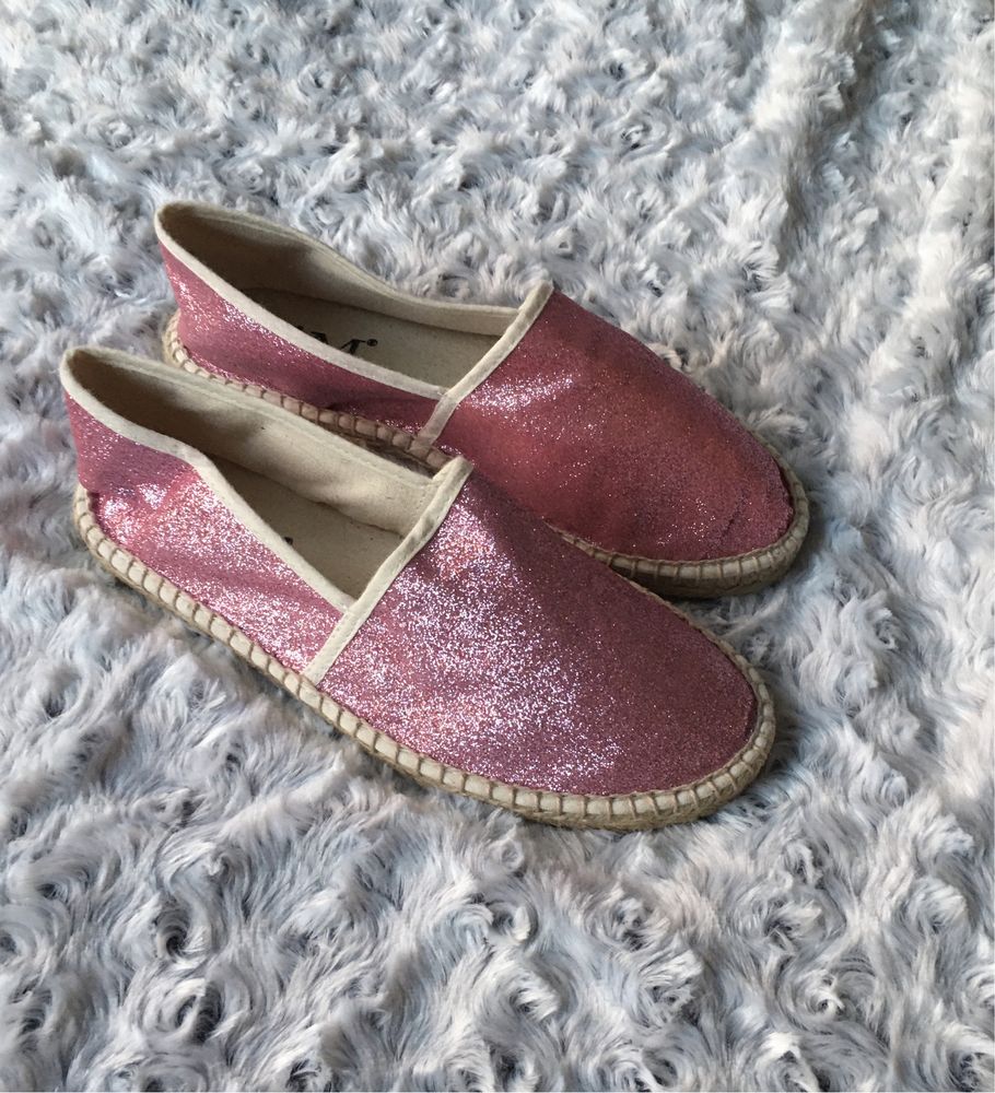 Różowe brokatowe espadryle 35/36