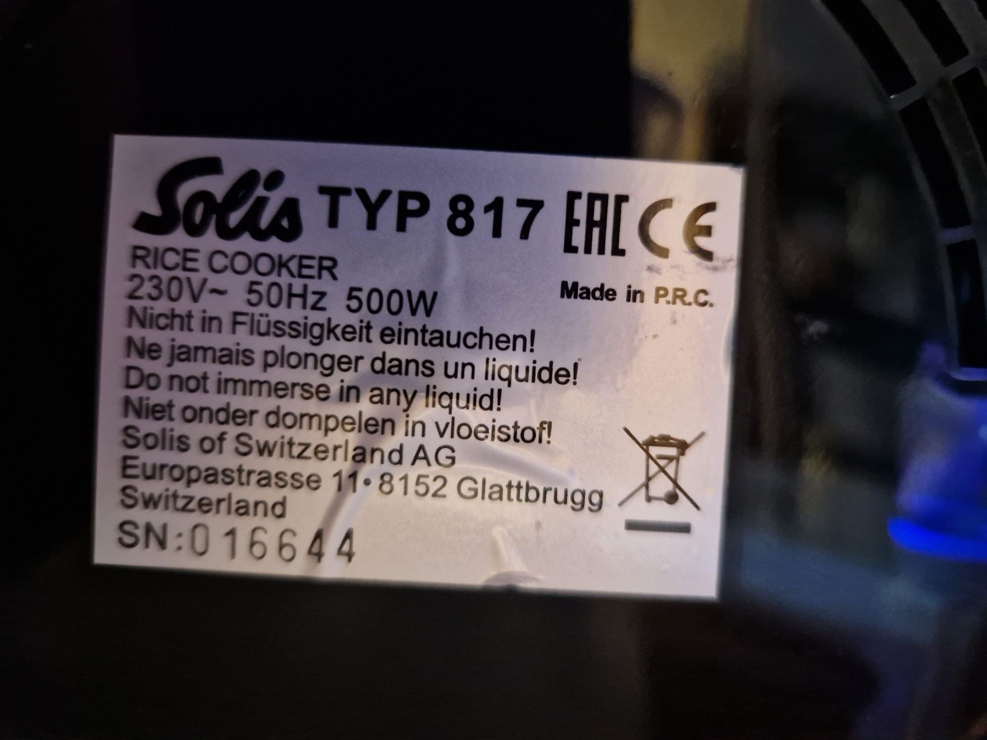 Parowar Solis 817 ryżowar