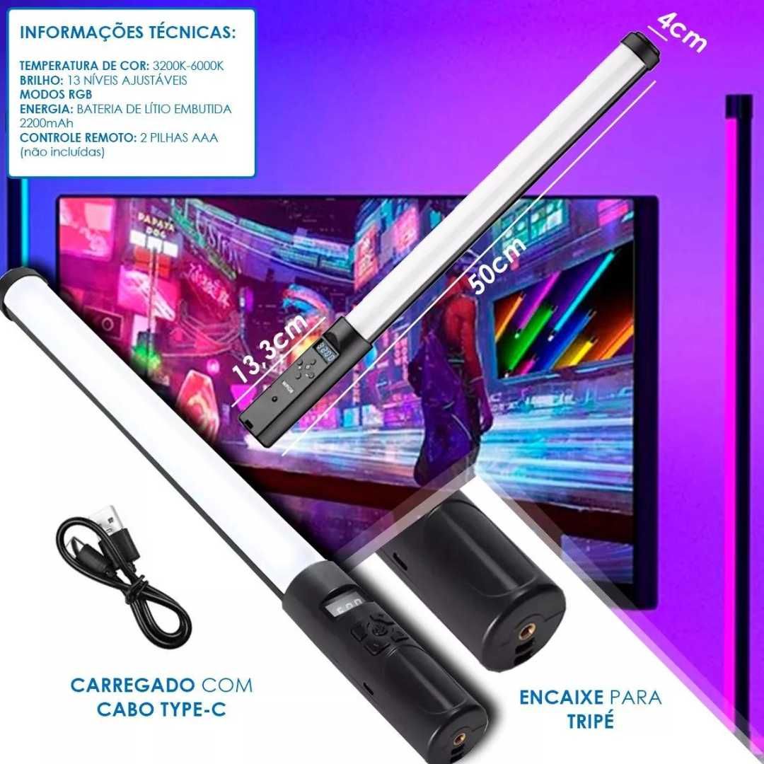 Bastão Luz Led RGB com Comandon (NOVO)