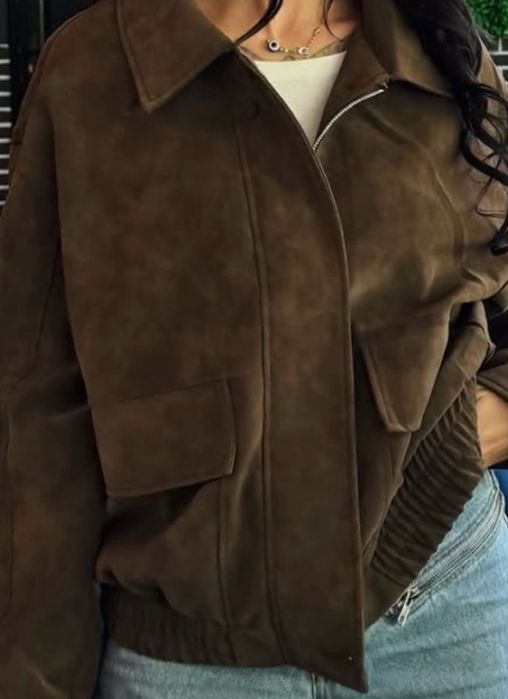 Куртка бомбер замш