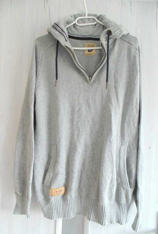 Cropp cieplutki popielaty sweter męski z kapturem L/XL