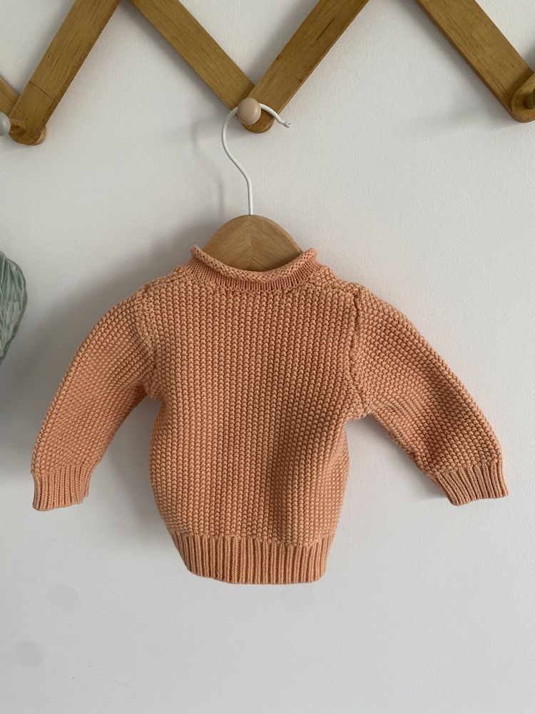 Sweter morelowy 56 na guziki jak newbie bawełna
