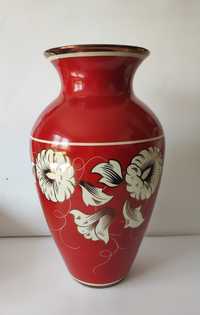 Piękna stara porcelana duży wazon 43 cm Chodzież lilie malwy