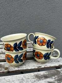 Ceramiczne kubeczki z motywem kwiatowym- 4 sztuki