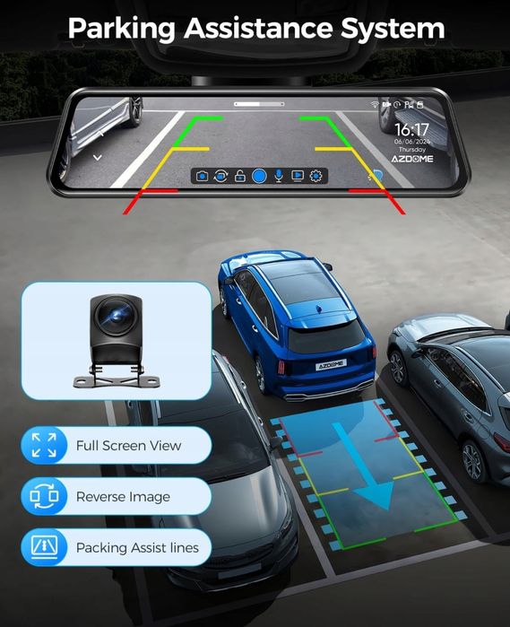 Lusterko samochodowe z kamerą, AZDOME PG17 Max. 4K/NOWE!