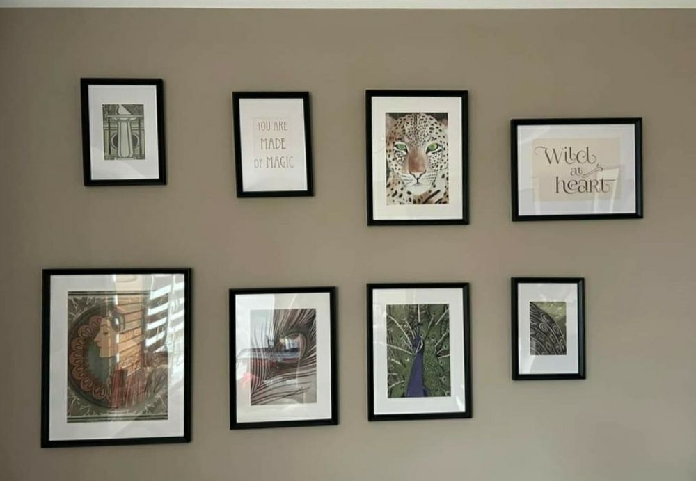 IKEA Zestaw 8 szt obrazek w czarnej ramce