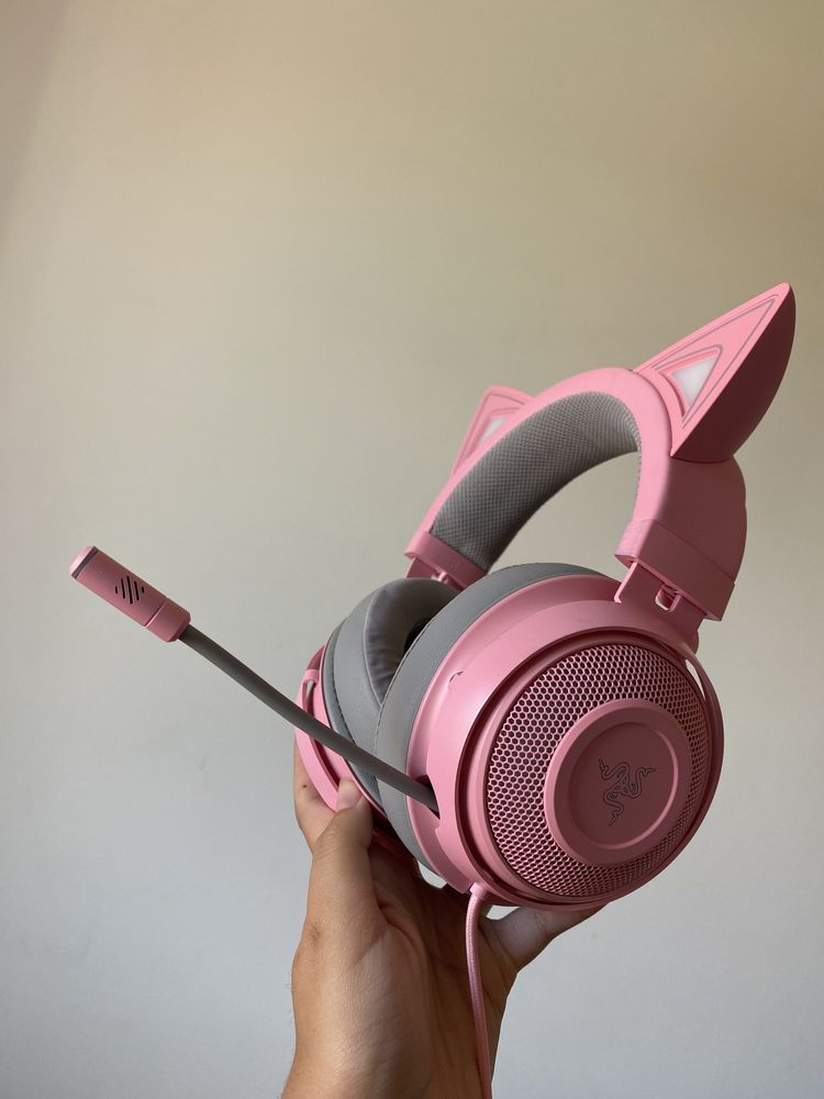 Kitty Gaming Razer headphones Auscultadores Orelhas de gato Rosa