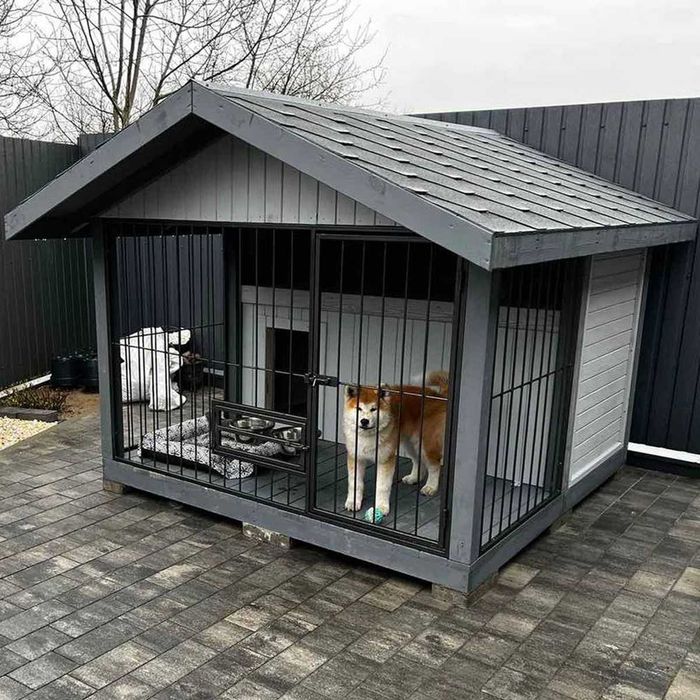 Вольєр з утеплено будкою | Вольєр під ключ