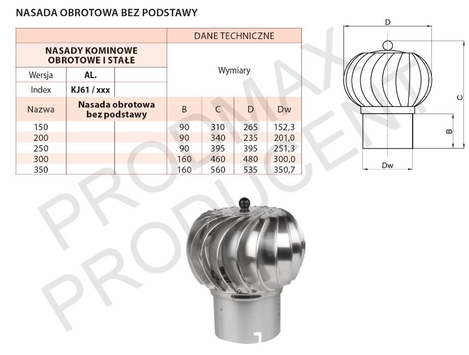 OKAZJA!!! NASADA Obrotowa ALUMINOWA fi 150 bez podstawy PRODUCENT!!!