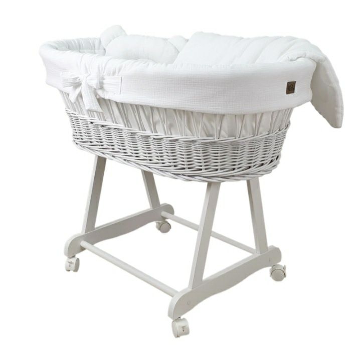 Wiklinowy kosz mojzesza na kółkach kokon gratis