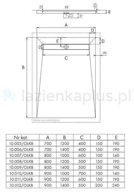 Schedpol Base brodzik podpłytkowy 90x100 cm Plate - NOWY