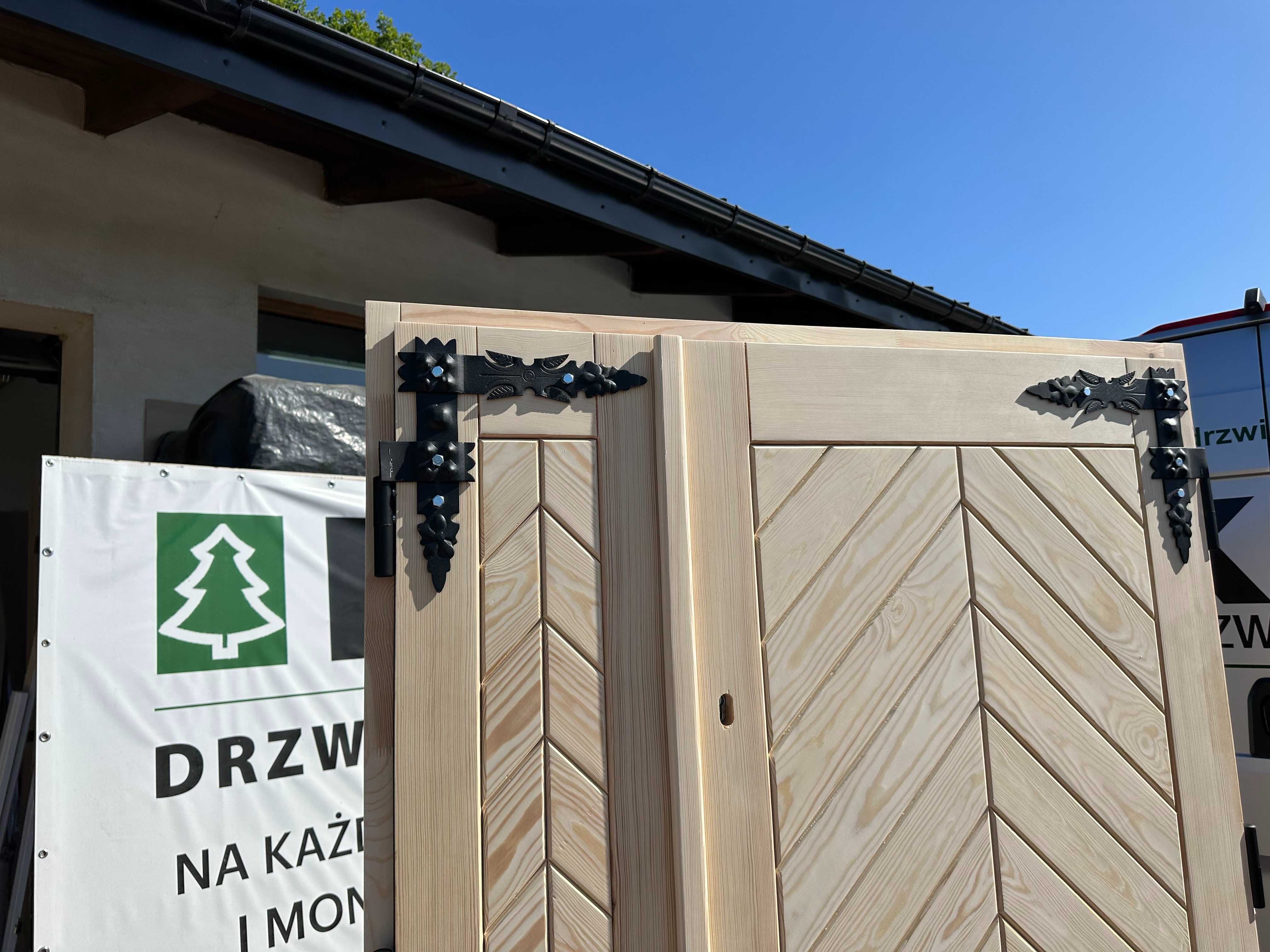 Drzwi zewnętrzne dwuskrzydłowe lite drewniane CAŁA POLSKA i UE