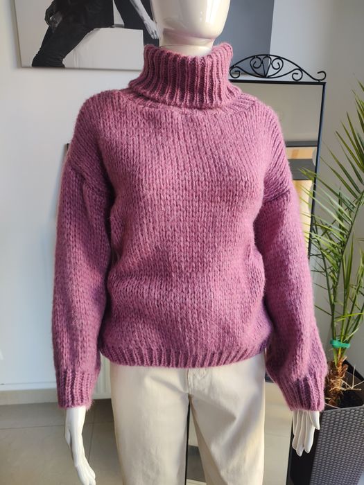 Golf z wysokim kołnierzem - wrzos One size