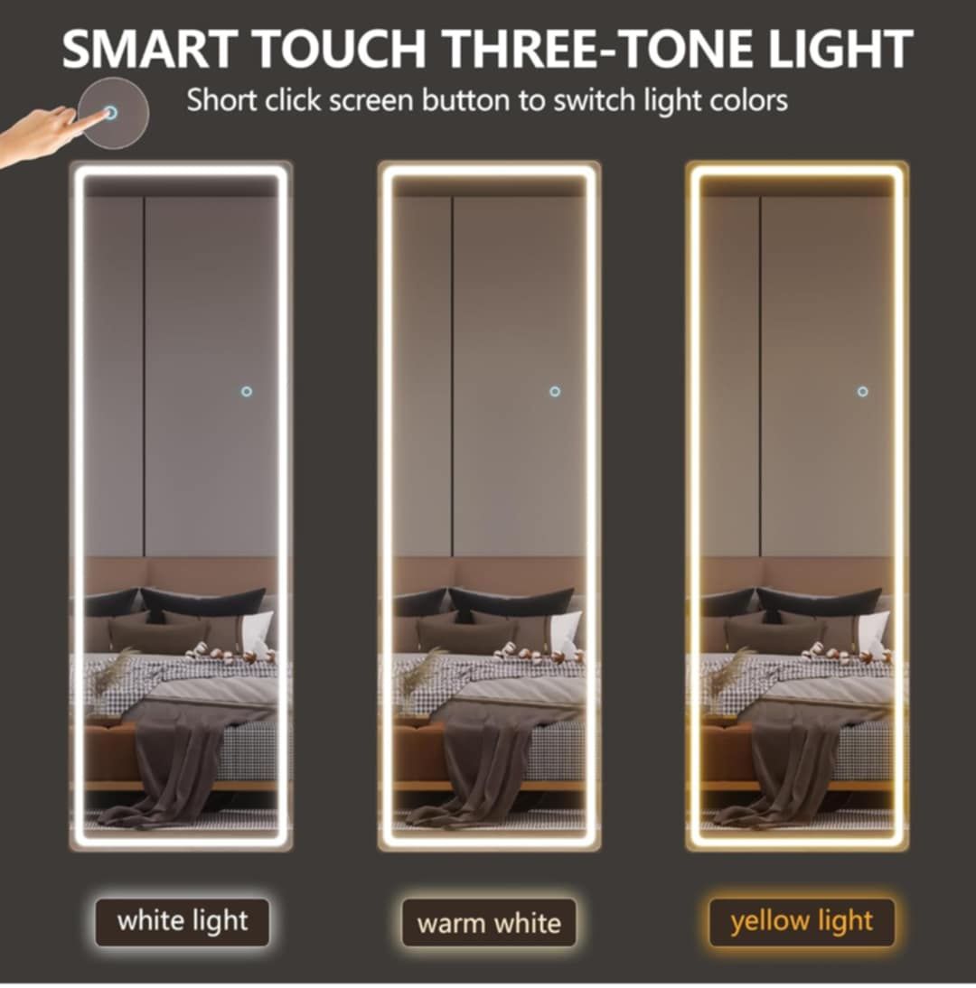 Lustro stojące LED LVSOMT, lustro ścienne 153x50 cm