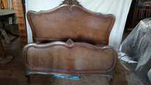 Cama completa antiga casal em madeira 1,40