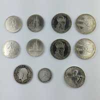 11 srebrnych monet Austria Anglia Indie Rupie Szylingi Talar 160 gram