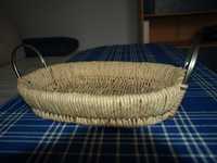 Koszyk taca patera trawa morska hiacynt wodny wiklina metal 35 x 26 cm