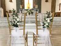 Złote krzesło krzesła chiavari tiffany ślub wesele