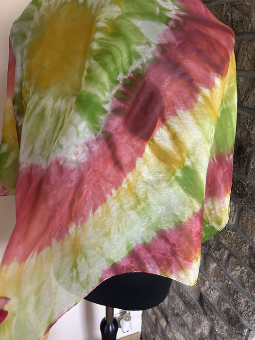 Jedwabna kolorowa chusta apaszka 100% jedwab