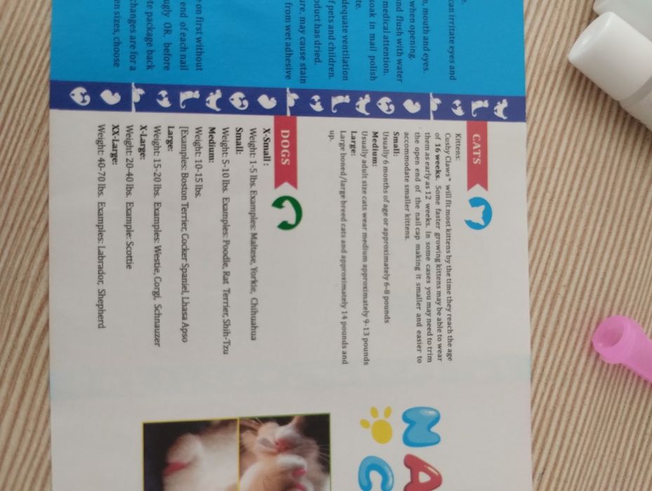Zestaw nakładek na pazury dla kota XL – 4 kolory + klej + instrukcja