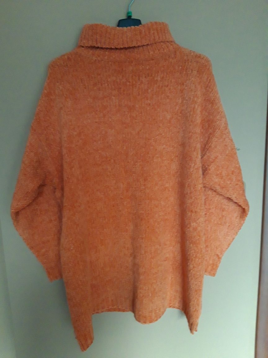 Dłuższy sweter orange plus size rozmiar 48/50/52  6XL