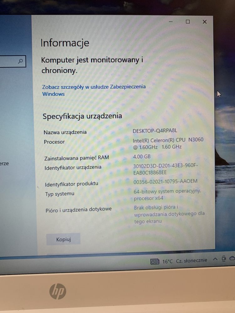 Hp notebook biały