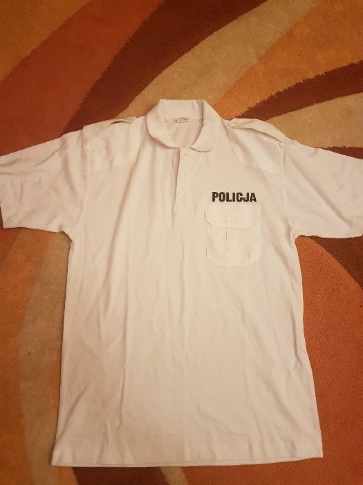 Koszulka krótki rękaw kol. biały z pagonami"POLO Policja"